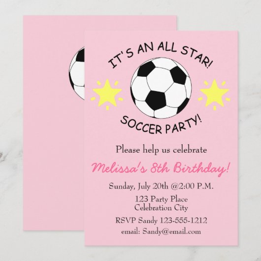 Birthday Party kinder uitnodiging aanpasbaar (Voorkant / Achterkant)