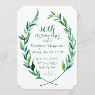 Birthday Party Laurel Wreath Olive Leaf Branch Art Kaart