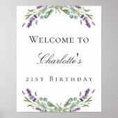 Birthday party lavendel eucalyptus welkom poster (Voorkant)