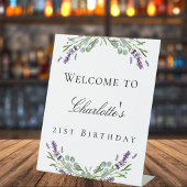Birthday party lavendel eucalyptus welkom reclamebord met voetstuk