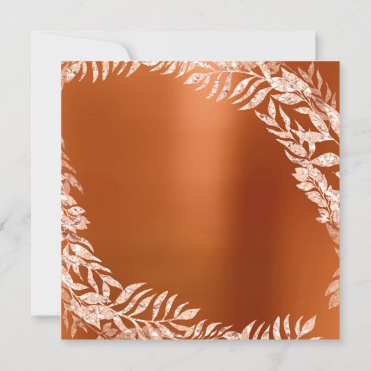 Birthday Party Leaf Wreatter Glitter Roos Gold Cor Kaart (Achterkant)