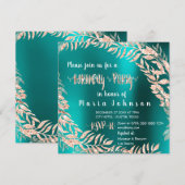 Birthday Party Leafs Wrath Glitter Roos Gold Blauw Kaart (Voorkant / Achterkant)