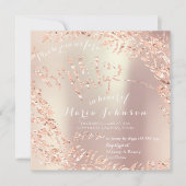 Birthday Party Leafs Wreater Glitter Pink Rose Gol Kaart (Voorkant)