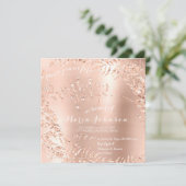 Birthday Party Leafs Wreath Glam Pink Rose Gold Kaart (Staand voorkant)