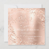 Birthday Party Leafs Wreath Glam Pink Rose Gold Kaart (Voorkant)