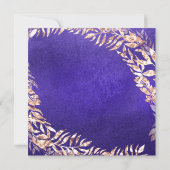 Birthday Party Leafs Wreath Indigo Blue Roos Gold Kaart (Achterkant)