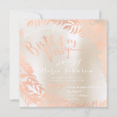 Birthday Party Leafs Wreath Ivory Pearl Roos Gold Kaart (Voorkant)