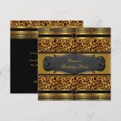 Birthday Party Leopard Animal Prins Gold Black Kaart (Voorkant / Achterkant)