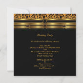 Birthday Party Leopard Animal Prins Gold Black Kaart (Achterkant)