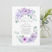 Birthday Party light Purple Flowers Kaart (Staand voorkant)