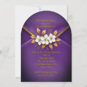 Birthday Party Lilac Flowers Faux Velvet Gold Kaart (Achterkant)