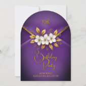 Birthday Party Lilac Flowers Faux Velvet Gold Kaart (Voorkant)