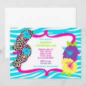 Birthday Party Luau Uitnodiging (Voorkant / Achterkant)