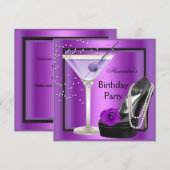 Birthday Party Magenta Paarse Black Shoes Kaart (Voorkant / Achterkant)