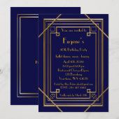 Birthday Party man, Gold Gatsby-stijl, marine Kaart (Voorkant / Achterkant)