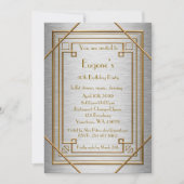 Birthday Party man, Gold Gatsby style, Silver Kaart (Voorkant)