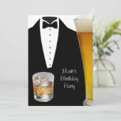 Birthday Party Mans Mannen Beer Scotch Tuxedo Kaart (Staand voorkant)