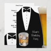 Birthday Party Mans Mannen Beer Scotch Tuxedo Kaart (Voorkant / Achterkant)