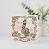 Birthday Party Marie Antoinette Poodle Kaart (Staand voorkant)