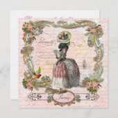 Birthday Party Marie Antoinette Poodle Kaart (Voorkant / Achterkant)