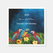 Birthday party marine blue parrots house name servet (Voorkant)