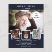 Birthday party marvy blue foto budget uitnodiging flyer (Voorkant)