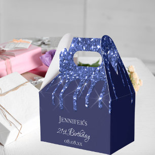 Birthday party marvy blue glitter drift name bedankdoosjes