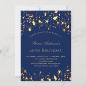 Birthday party marvy blue gold luxesterren kaart (Voorkant)