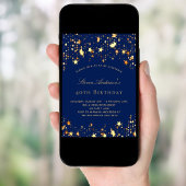 Birthday party marvy blue gold luxesterren kaart