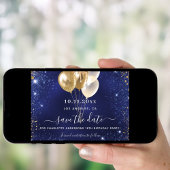 Birthday party marvy blue gold save the date card kaart