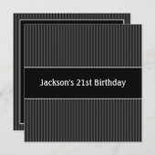 Birthday Party Masculine Black & Grey Stripes Kaart (Voorkant / Achterkant)