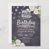 Birthday Party Mason Jars Hydrangea String Lights Kaart (Voorkant)