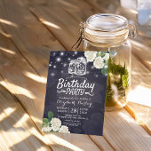 Birthday Party Mason Jars Hydrangea String Lights Kaart