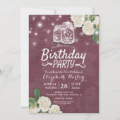 Birthday Party Mason Jars Hydrangea String Lights Kaart (Voorkant)
