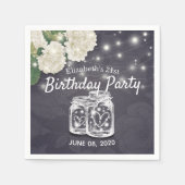 Birthday Party Mason Jars String Lights Flowers Servet (Voorkant)