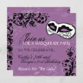 Birthday Party Masquerade Invitation Kaart (Voorkant / Achterkant)