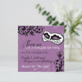 Birthday Party Masquerade Invitation Kaart (Staand voorkant)