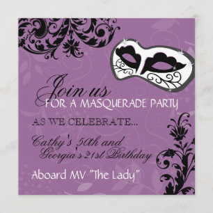 Birthday Party Masquerade Invitation Kaart