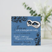 Birthday Party Masquerade Invitation Kaart (Staand voorkant)