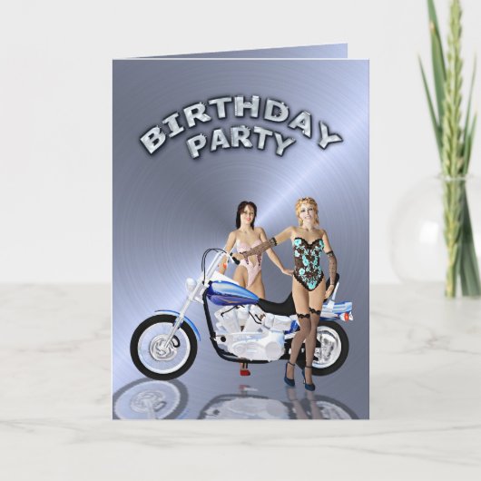 Birthday party met een meisje en motorfiets (Voorkant)