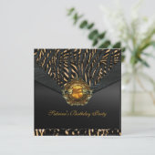 Birthday Party Metal Black Jewel Animal Kaart (Staand voorkant)