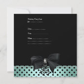 Birthday Party Mint Green Black Spot Polka dots Kaart (Achterkant)