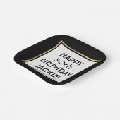 Birthday Party Modern Black, White & Gold Square Papieren Bordje (Gebogen)
