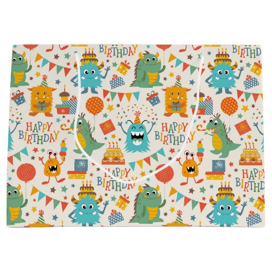 Birthday Party Monsters Groot Cadeauzakje (Voorkant)