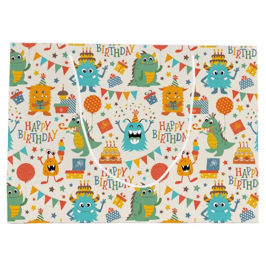Birthday Party Monsters Groot Cadeauzakje (Achterkant)