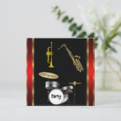 Birthday Party Music Dance Uitnodiging (Staand voorkant)