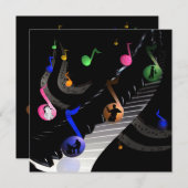 Birthday Party Music  Uitnodiging (Voorkant / Achterkant)