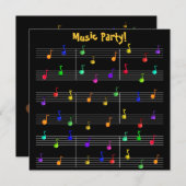 Birthday Party Music Uitnodiging (Voorkant / Achterkant)