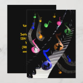 Birthday Party Music  Uitnodiging (Voorkant / Achterkant)