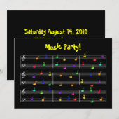 Birthday Party Music  Uitnodiging (Voorkant / Achterkant)